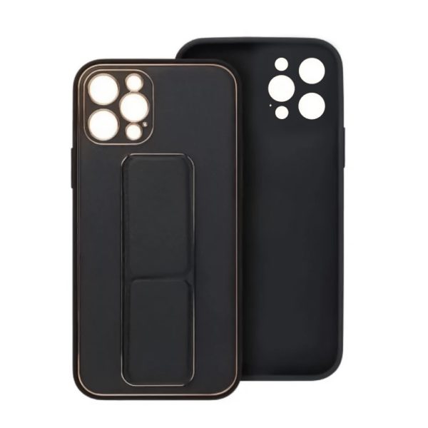 etui do iphone 15 pro max stand leather case z podstawką skórzane, czarne