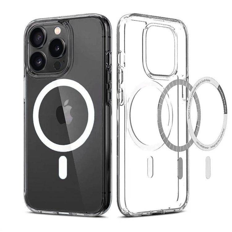 etui do iphone 15 pro max clear case przeźroczyste, szklany tył z magsafe