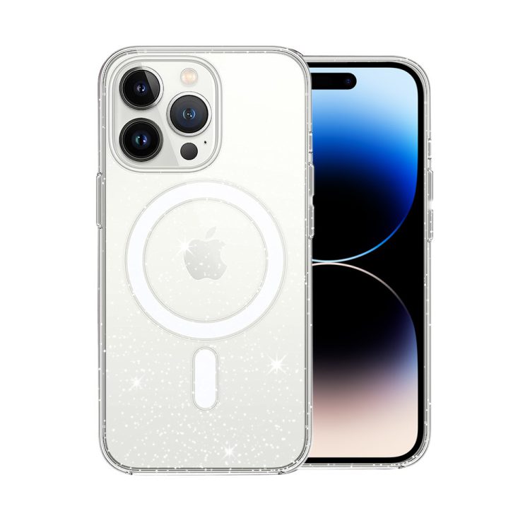 etui do iphone 14 pro z magsafe przeźroczyste, brokatowe