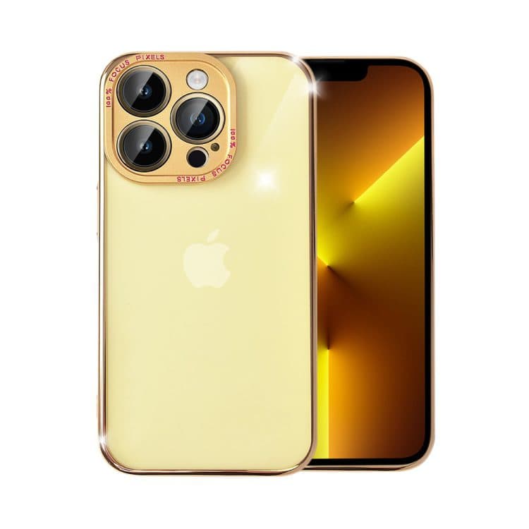 etui do iphone 13 pro crystal gold crown, hybrydowa ochrona kamery, przeźroczyste