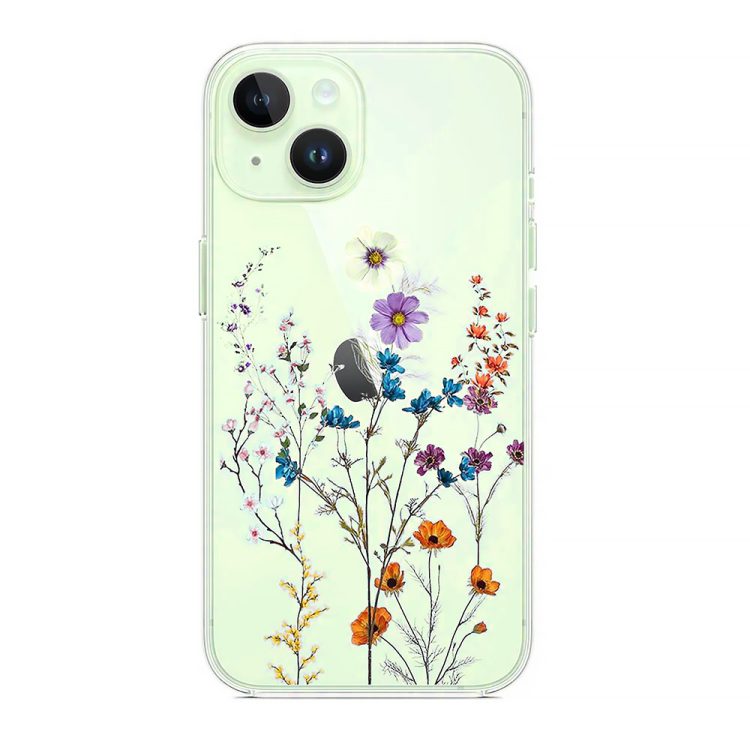 etui do iphone 15, kwiaty różnokolorowe