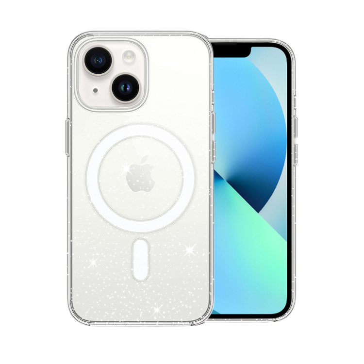 etui do iphone 13 z magsafe przeźroczyste, brokatowe