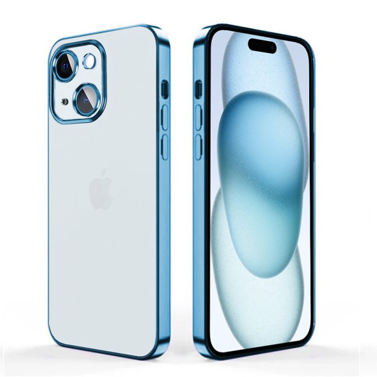 etui do iphone 15 slim blue z osłoną kamery, niebieski