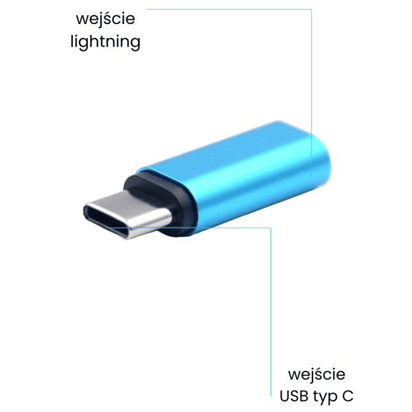adapter lightning usb typ c, niebieski