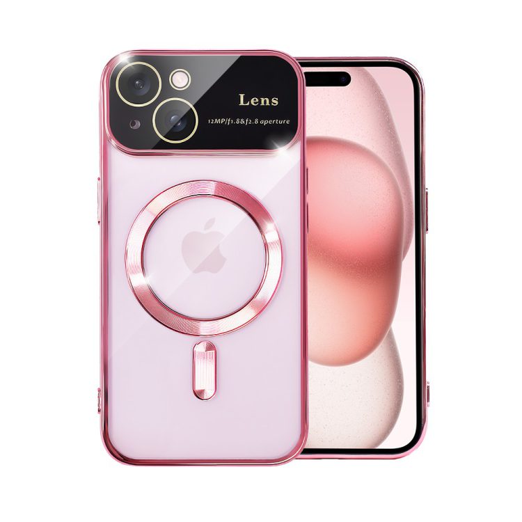 etui do iphone 15 camera beam magsafe, różowe