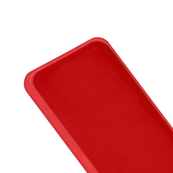etui do iphone 14 silikonowe z mikrofibrą soft touch z osłoną na aparat, czerwone