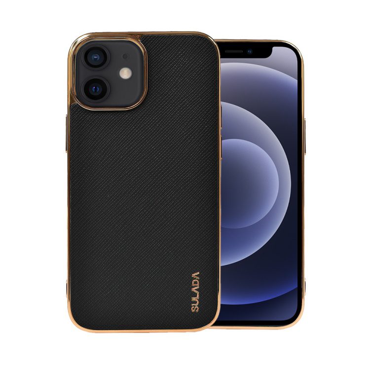 etui do iphone 13 eleganckie luksusowe skórzane czarne ze złotem (kopia)