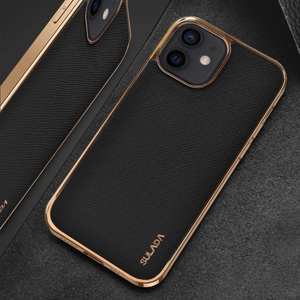 etui do iphone 13 eleganckie luksusowe skórzane czarne ze złotem (kopia)