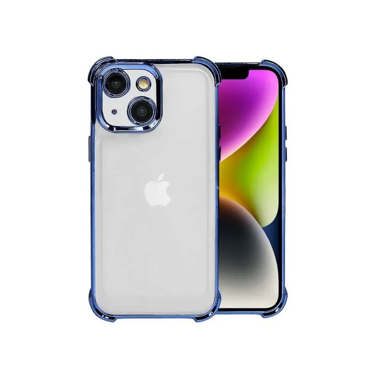 etui do iphone 13 mini hybrid elegance anti shock z osłoną na aparat i poduszkami, niebieskie