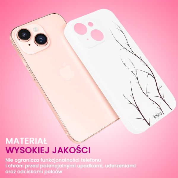 etui do iphone 13 ibizu magic series, szklany tył, zmienny wzór, gałązki