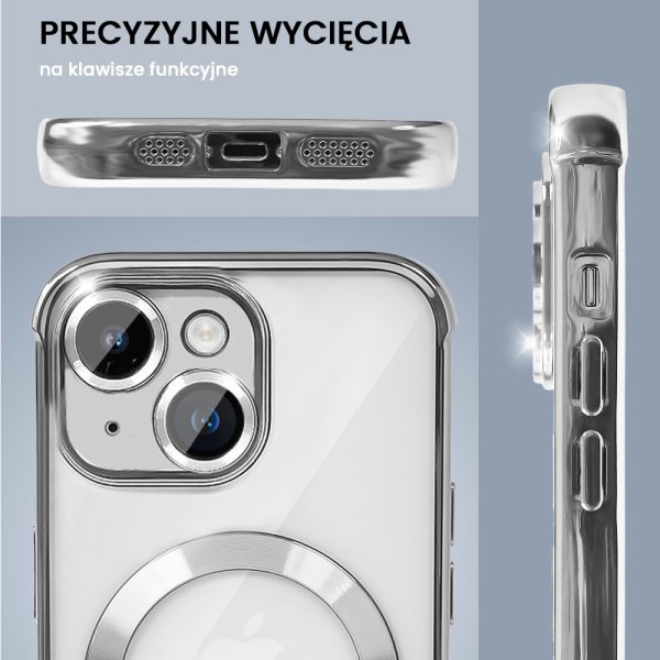 etui do iphone 13 magsafe luxury anti shock protect, srebrne