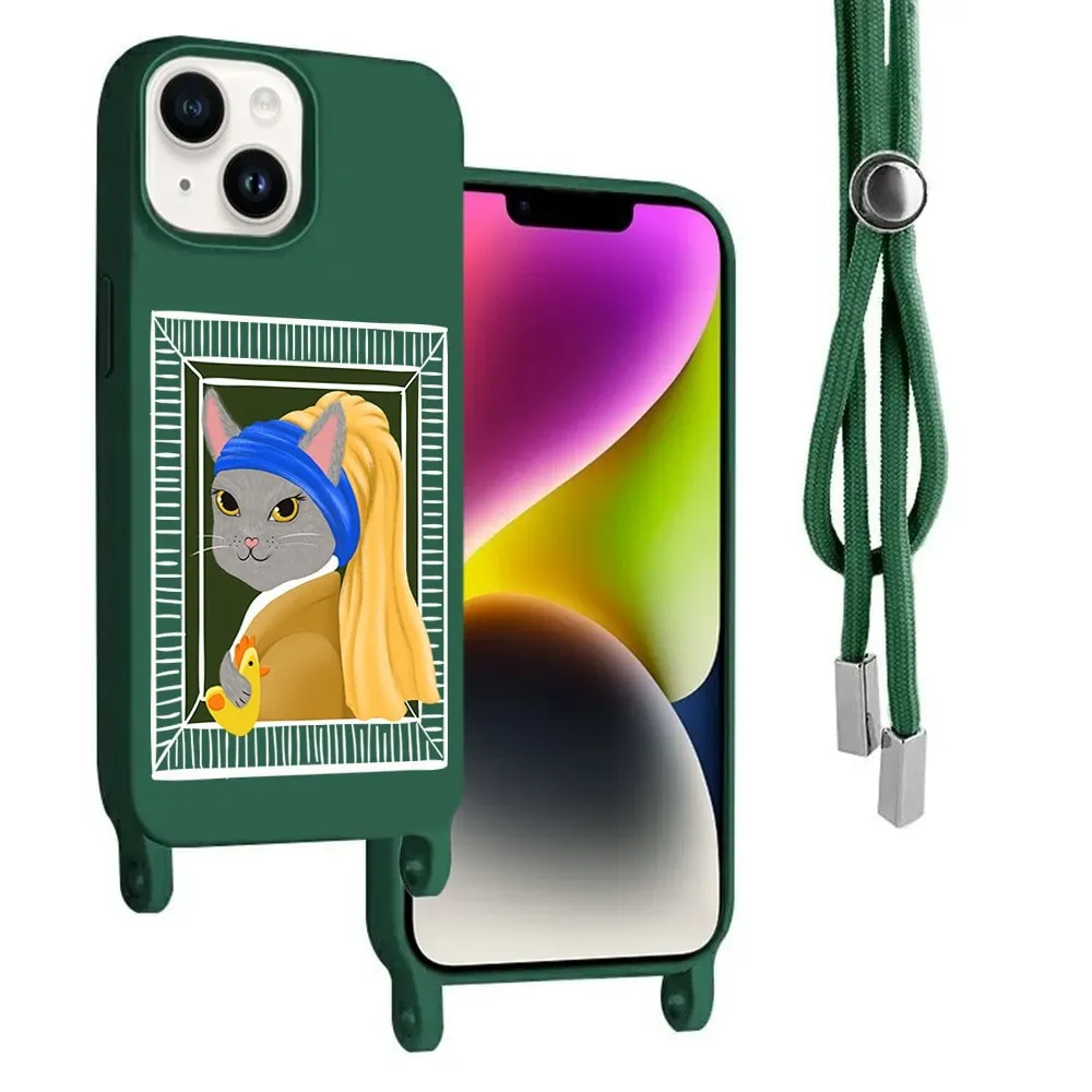 etui do iphone 13 wzmacniane crossbody z zieloną smyczą jak torebka, kobiece atuty, zielone (kopia)