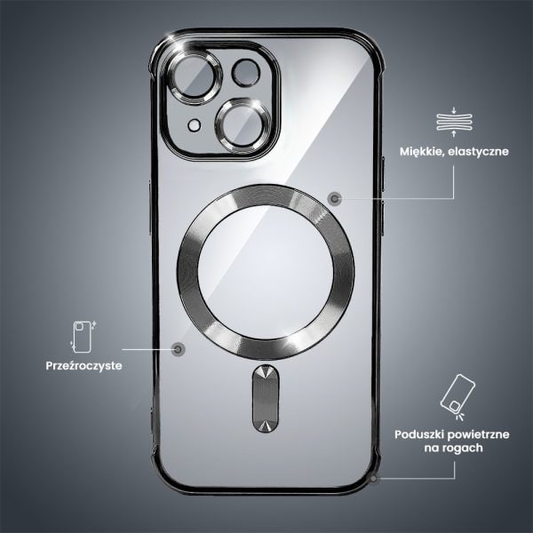 etui do iphone 14 magsafe luxury anti shock protect, srebrne (kopia)