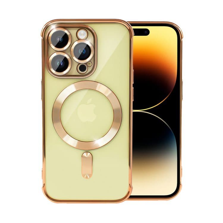 etui do iphone 14 pro max magsafe luxury anti shock protect, złote