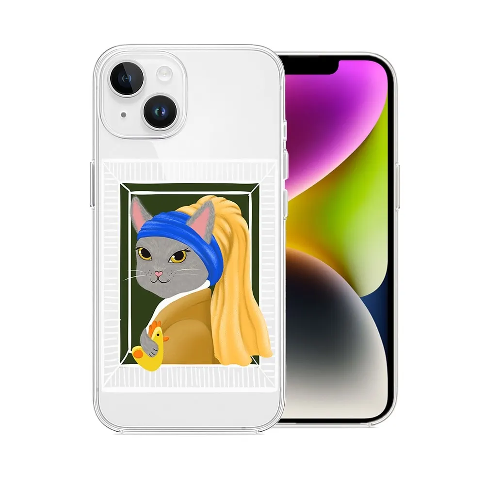 Etui do iPhone 13 Mini przeźroczyste, kotek z kurczakiem