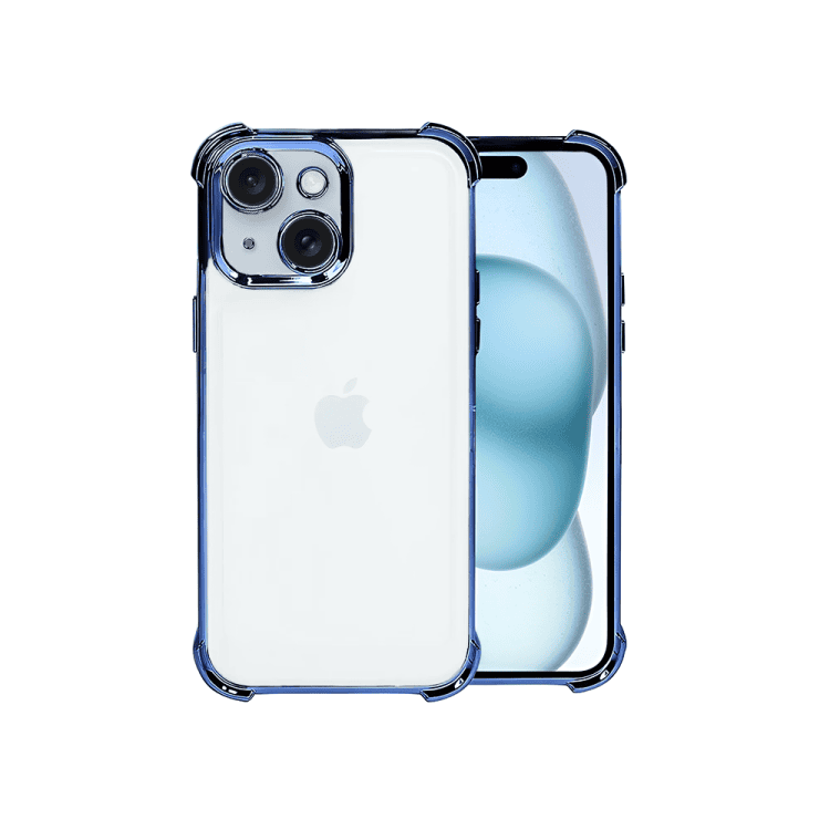 etui do iphone 14 hybrid elegance anti shock z osłoną na aparat i poduszkami, niebieskie