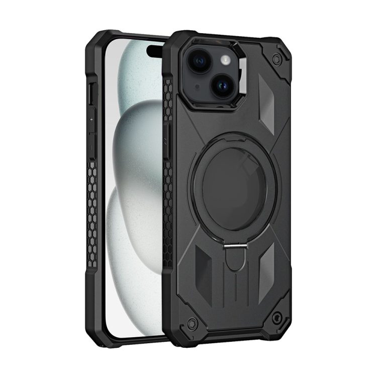 etui do iphone 15 armored metal cam magsafe stand z podstawką, czarne