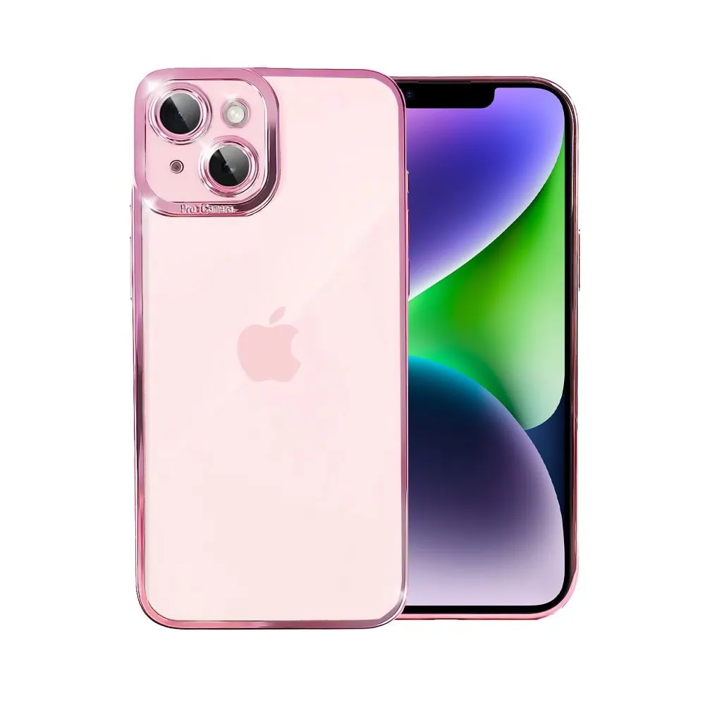 etui do iphone 14 camera high pro z osłoną kamery, różowe złoto