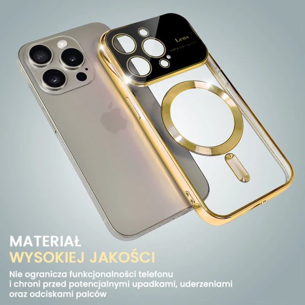 etui do iphone 15 pro camera beam magsafe, złoto różowe (kopia)
