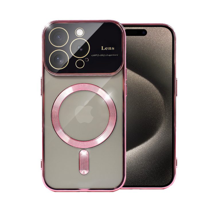 etui do iphone 15 pro camera beam magsafe, złoto różowe