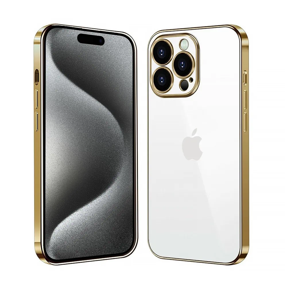 etui do iphone 15 pro max gold edition przeźroczyste sulada oryginal, złote