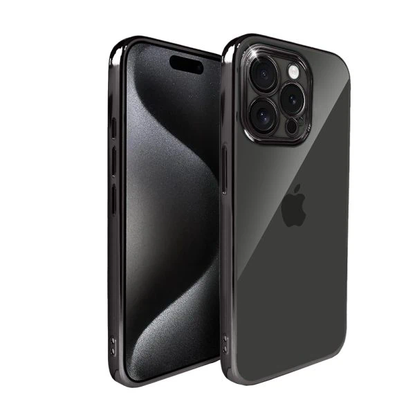 etui do iphone 15 pro max slim black z osłoną kamery, czarne grafitowe