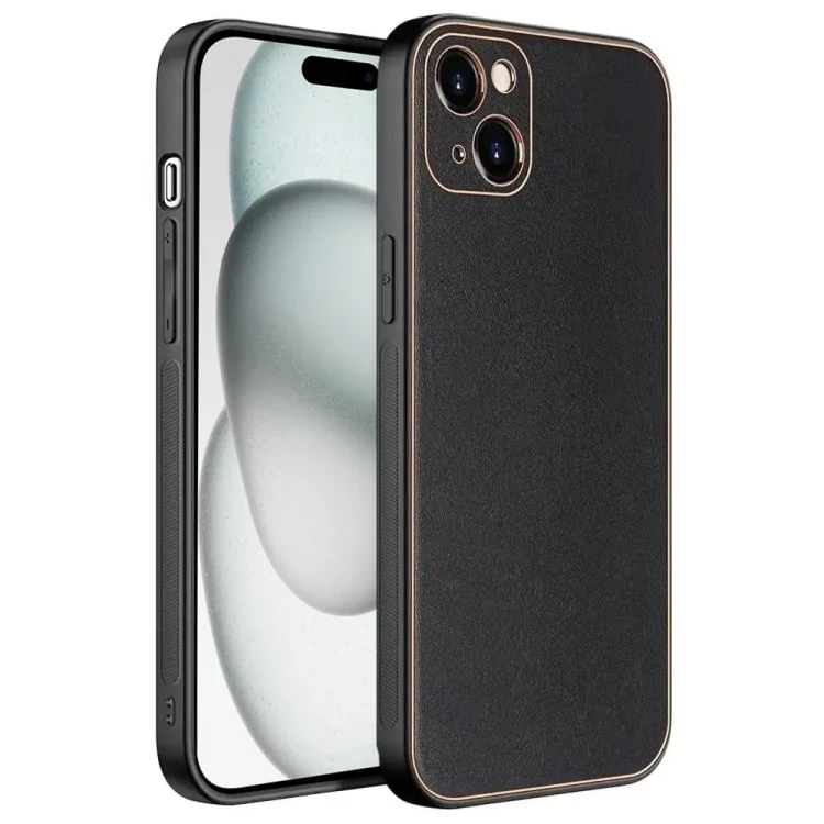 etui do iphone 15 elegancka skóra z ochroną aparatu, czarne