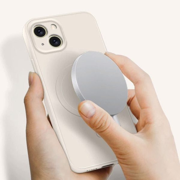 etui do iphone 15 silikonowe z mikrofibrą premium soft touch magsafe, ochrona aparatu, kamień polny
