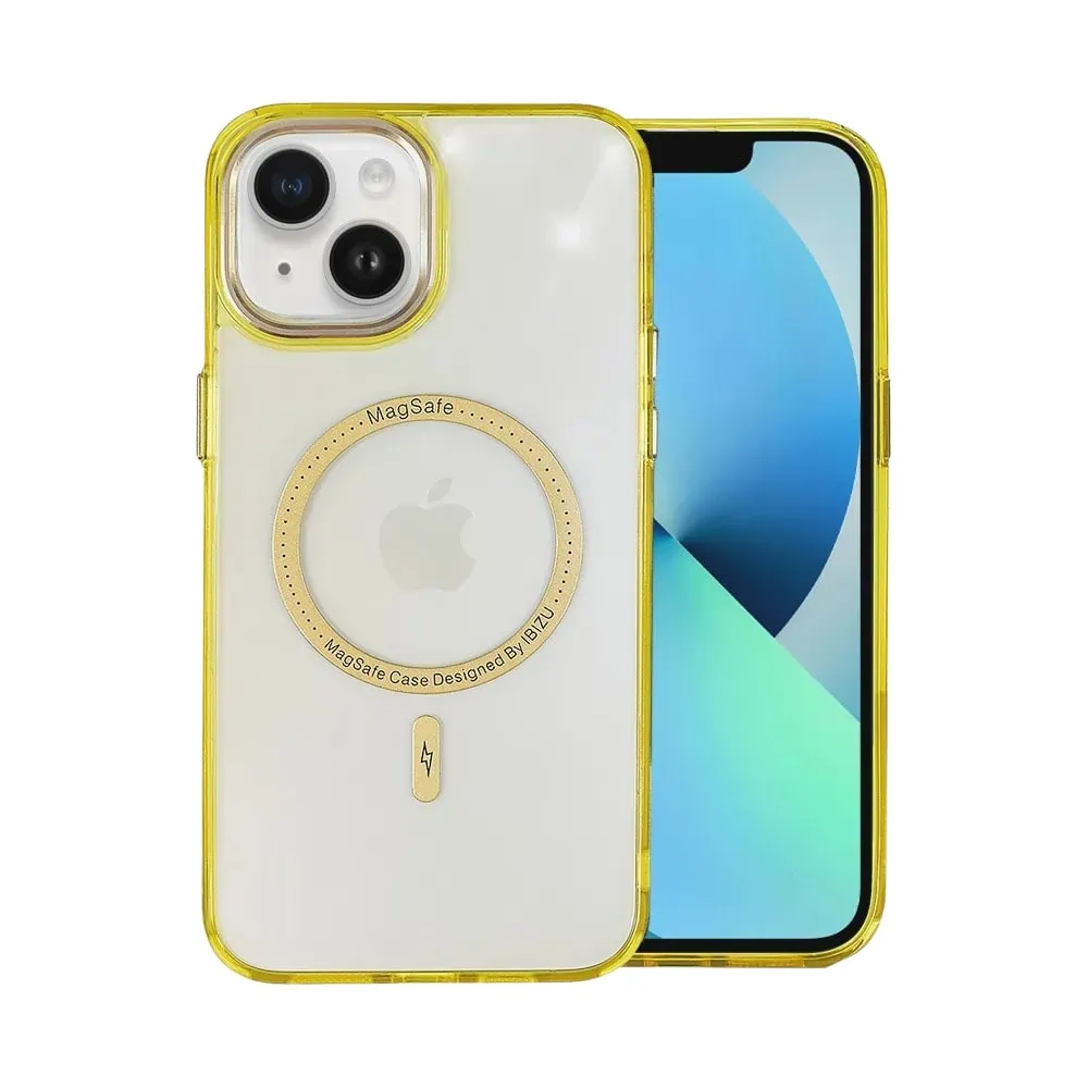 Etui do iPhone 13 Ibizu Premium Slim MagSafe cienkie, przeźroczyste, żółto-złote