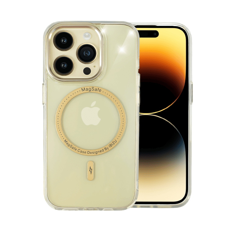 etui do iphone 14 pro max ibizu premium slim magsafe cienkie, przeźroczyste, złote