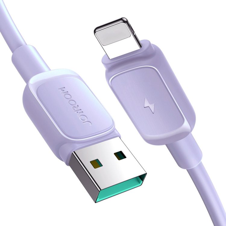 kabel usb lightning do ładowania / transmisji danych, 2.4a 1,2 m, fioletowy liliowy