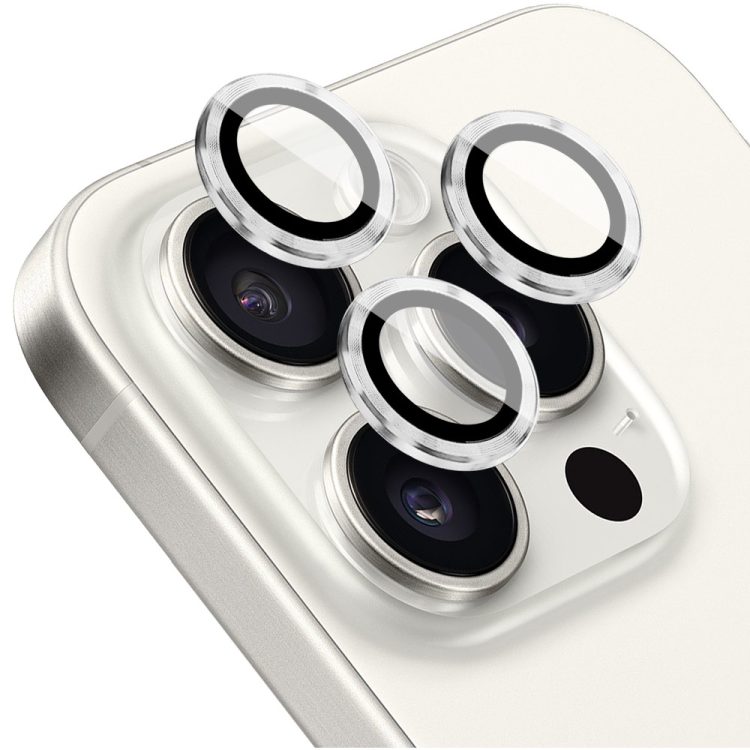 metalowa osłona obiektywów szkło na aparat iphone 15 pro srebrne
