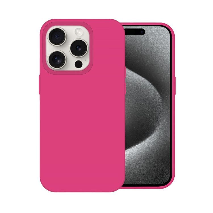 etui do iphone 15 pro silikonowe z mikrofibrą soft touch, fuksja