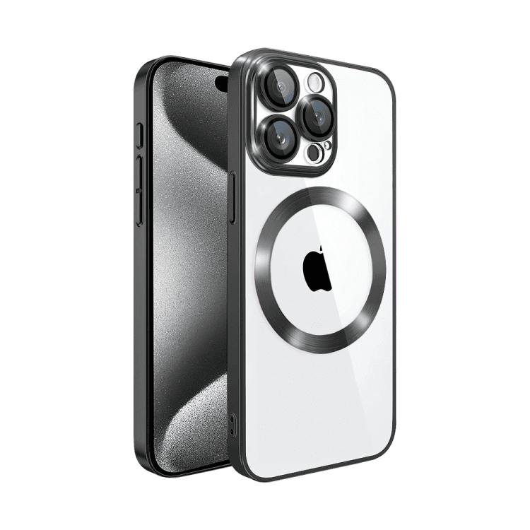 etui iphone 15 pro slim protect full cover magsafe hard back, twardy tył, przeźroczyste, czarne