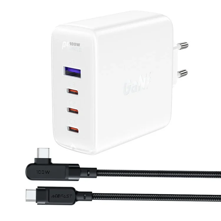 Ładowarka sieciowa a37 pd 100w gan, 3x usb typ c, 1x usb typ a, biała