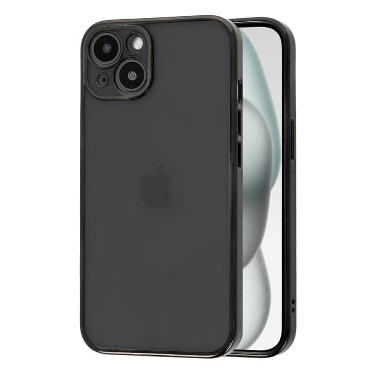 etui do iphone 15 slim black z osłoną kamery, czarne grafitowe