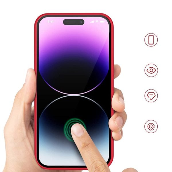 etui do iphone 14 pro max silikonowe z mikrofibrą soft touch z osłoną na aparat, czerwone