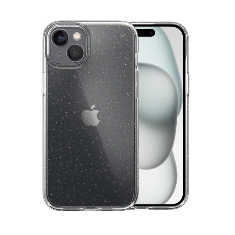 etui do iphone 15 z brokatem cienkie przeźroczyste glitter, ochrona obiektywu