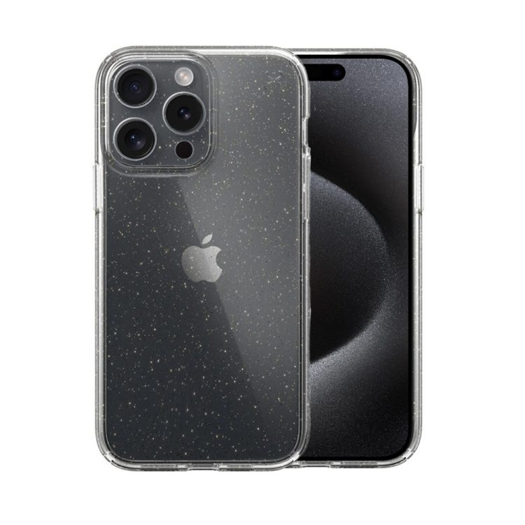 etui do iphone 15 pro z brokatem cienkie przeźroczyste glitter, ochrona obiektywu