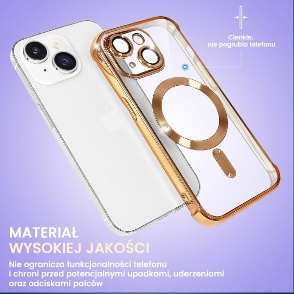 etui do iphone 14 pro max magsafe luxury anti shock protect, czerwone złoto (kopia)