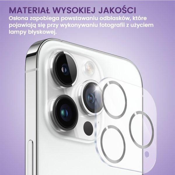 iphone 14 pro max pełne szkło hartowane ze srebrnym pierścieniem na cały aparat, kamerę