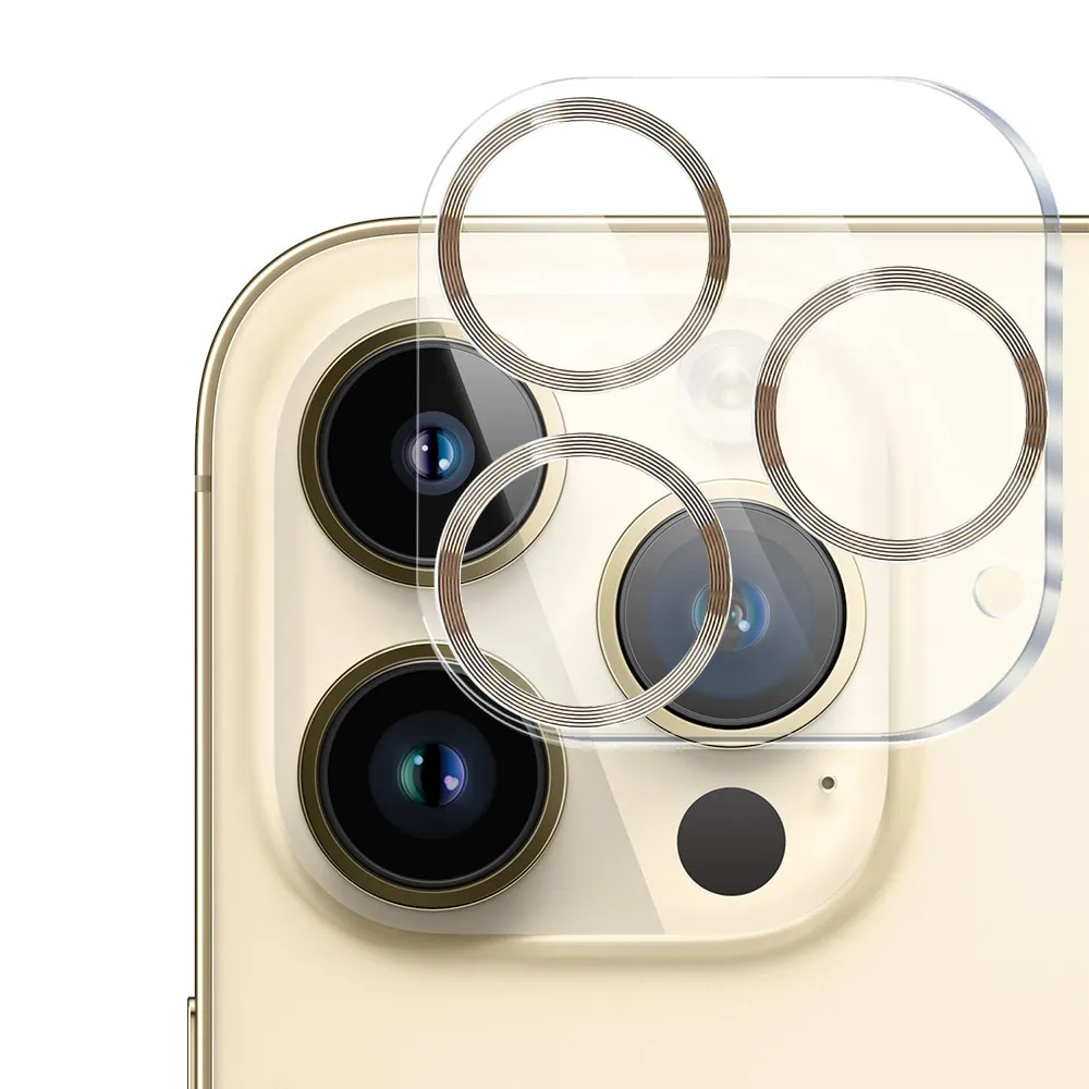 iphone 14 pro max pełne szkło hartowane ze złotym pierścieniem na cały aparat, kamerę