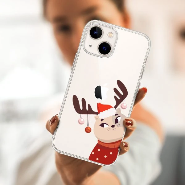 Etui do iPhone 13 Mini, świąteczny kotek przebrany za reniferka (1) etui do iphone 13 mini, wiosenne kwiaty (kopia)