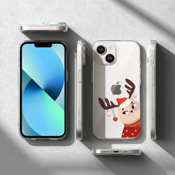 Etui do iPhone 13 Mini, świąteczny kotek przebrany za reniferka (5) etui do iphone 13 mini, wiosenne kwiaty (kopia)