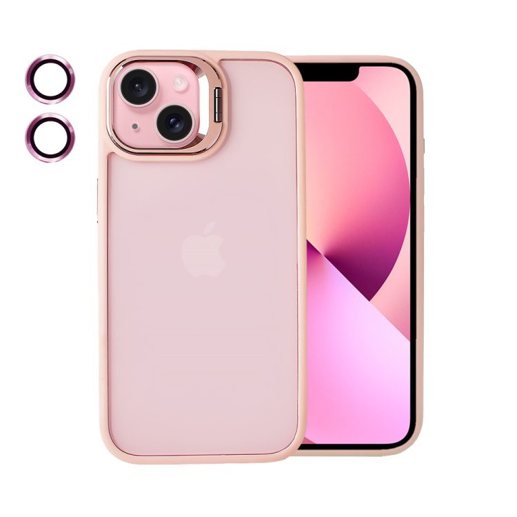 etui do iphone 13 cienkie przeźroczyte, z oczkami w kolorze ramki, różowe
