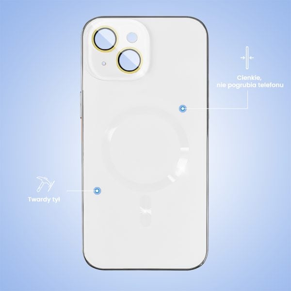etui do iphone 14 jolly magsafe protect, z osłoną obiektywów, niebieskie z ozdobną ramką (kopia)