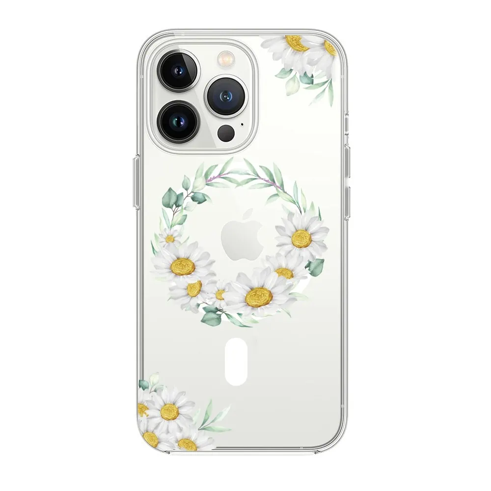 Etui do iPhone 14 Pro Flower MagSafe z nadrukiem, stokrotki