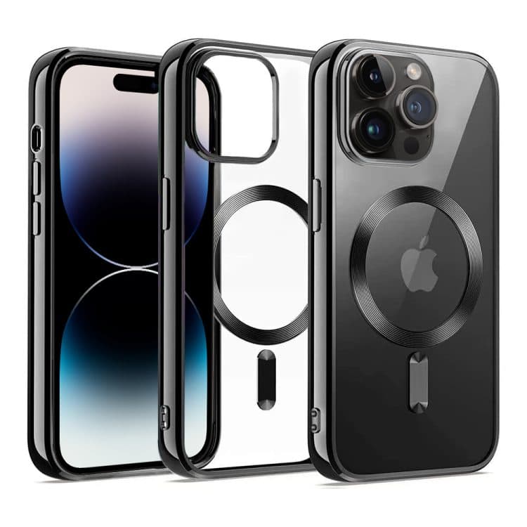 etui do iphone 14 pro max magsafe luxury protect przeźroczyste, czarne
