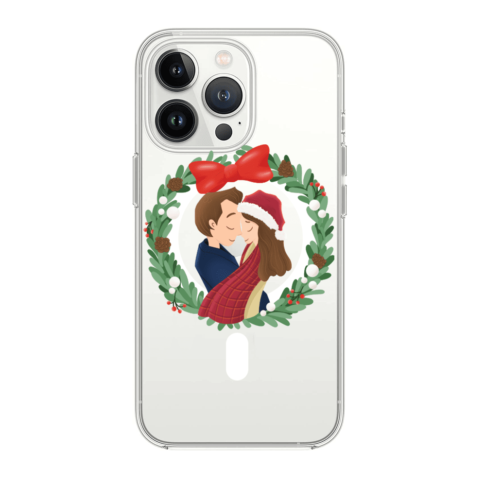 Etui do iPhone 14 Pro Max przeźroczyste z Magsafe, zakochana para, personalizowany pomysł na prezent świąteczny