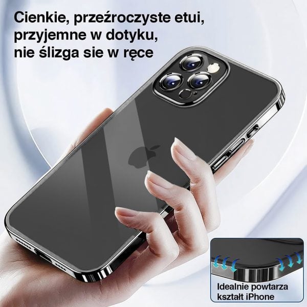 etui do iphone 15 pro black edition przeźroczyste sulada oryginal, czarne